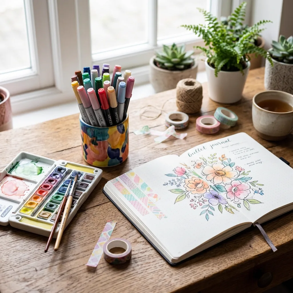 จัดมุมศิลปะและ Bullet Journal บำบัดใจ: รวม 4 ไอเทมชุดสีน้ำ 36 สี มาร์กเกอร์แอลกอฮอล์ สมุดแพลนเนอร์ และเทปวาชิพาสเทล